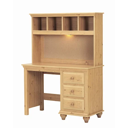 4 Drawer Desk and Hutch with Light